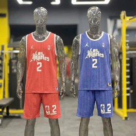 ست بسکتبالی لس آنجلس (Los Angeles) نخ پنبه گلکسی و چاپ زول (قرمز و آبی)