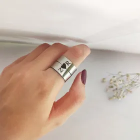 انگشتر ست حروف و قلب مکمل استیل (زمان ساخت 2 الی 4 روز کاری)