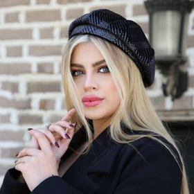 کلاه برت مخمل نگینی