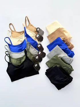 ست نیم‌تنه کاپ‌دار پشت‌باز بندی و لگ پشت چروک سیملس