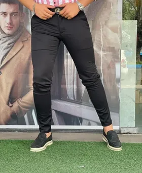 شلوار پارچه ای فاستونی مشکی فول کش اسپرت درجه یک