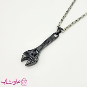 گردنبند پسرانه استیل مدل آچار مشکی کد 210