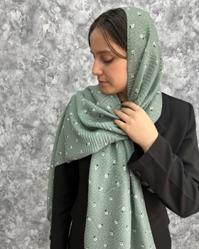 شال پلیسه سبز پاستیلی 3915
