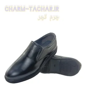 کفش رسمی/روزمره مردانه طبی بدون بند ساده چرم طبیعی مشکی بزرگ پا