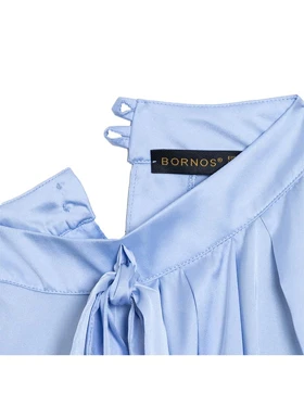 تاپ زنانه ساتن یقه ایستاده کرواتی پیلی دار کلاسیک آفتاب