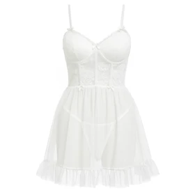 لباس خواب فنردار سفید برند گلوریا کد 1206