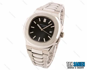 ساعت پتک فلیپ مردانه ناتیلوس نقره ای صفحه مشکی Patek-2474-G