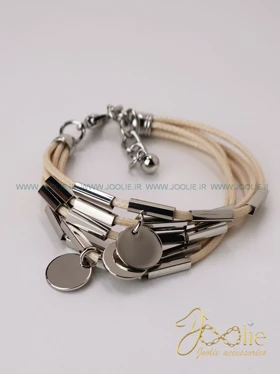 دستبند زنانه طرح طلا مدل سکه کد B2157 (کرم-نقرره ای)