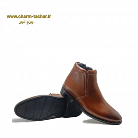 نیم بوت مردانه چلسی عسلی بغل زیپ کد 141