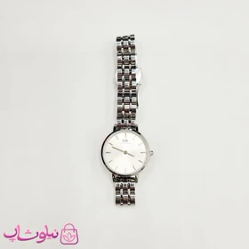 ساعت مچی دنیل ولینگتون زنانه مدل عقربه ای با بند نقره ای و صفحه سفید صدفی کد 3700