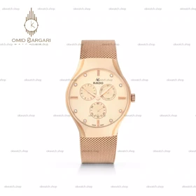 ساعت مچی ساعت مچی رادو فول دیت بند حصیری رزگلد صفحه رزگلد Rado
