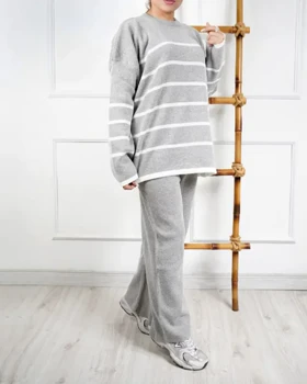 ست پاییزه بلوز شلوار بافت 2051