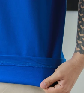 تیشرت باکسی آبی ایتالیایی مردانه پارچه ماکان گرماژ بالا