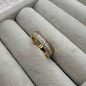 انگشتر با نگین تنیسی در دو رنگ