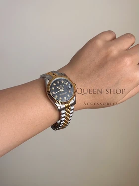 ساعت رولکس زنانه dateust صفحه مشکی