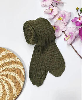 جوراب شلواری بافت گندمی کد 40133 (سبز)