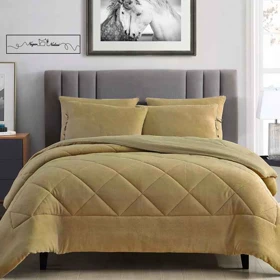 روتختی مینیمال کتان مخمل طرح لوزی کرم تیره کد101700