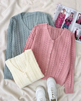 ژاکت بافت گل برجسته کد 5148