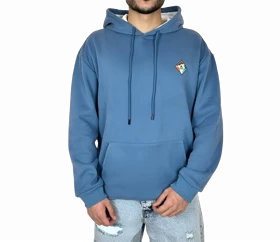 هودی آبی کلاهدار اورسایز مردانه مشکی MONO با لوگوی لوزی و چاپ پشت