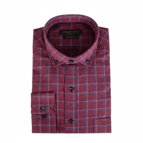 پیراهن مردانه رسمی چهارخونه آلبالویی