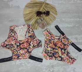 ست نیم‌تنه و شورت گل بزرگ بدون پد 109158 سایز XL مناسب 40,42