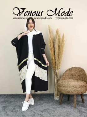 مانتو عبایی نوار طلایی