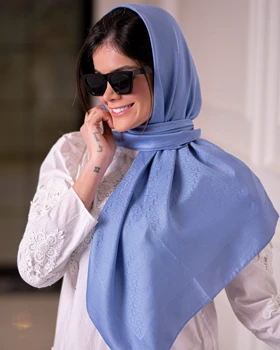 روسری کاریان ابرریشم Valentino (قواره 90) 30122 (آبی)