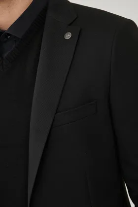 کاپشن راحتی مردانه با یقه باریک و باریک مردانه 4A0422100018