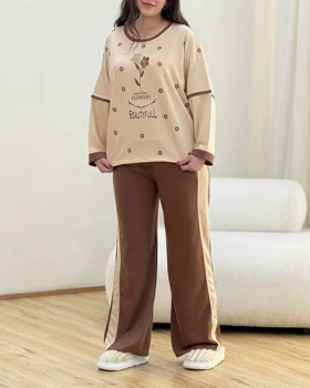 ست بلوز و شلوار نخ پنبه خونگی گل