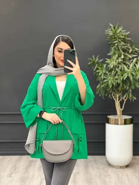 مانتو لینن جیب سگک دار