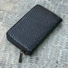 کیف جا کارتی زنانه و دخترانه تک زیپ کوچک سنگی مشکی مدل MSN92-39