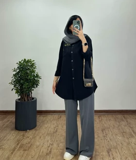 مانتو لینن گلدوزی تن آرا