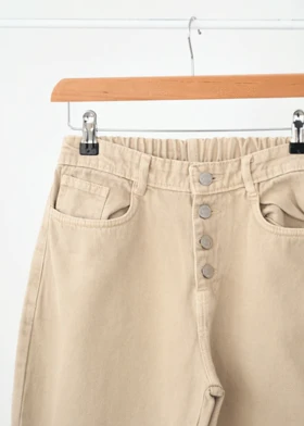 شلوار مام فیت پشت کش نخودی