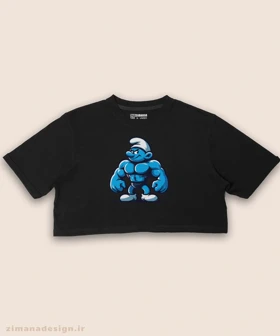 کراپ زنانه طرح اسمورف بدنساز کد 1054