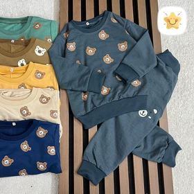 بلوز شلوار اسپرت (دختر و پسر) اقتصادی مدل خرسی کد 19 مناسب 2 تا 8 سال