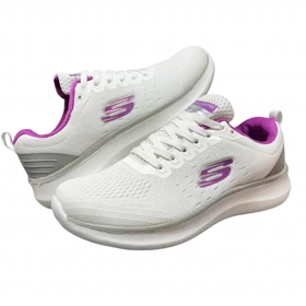 کتانی پیاده روی زنانه اسکیچرز کوانتوم فلکس سفید بنفش