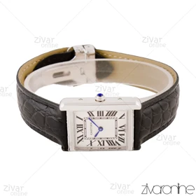 ساعت کارتیر زنانه مدل Tank صفحه سفید بند چرم مشکی 105591