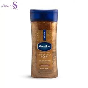ژل روغن براق کننده بدن وازلین مدل Golden Hour Glow Vanilla Cocoa حجم 200 میلی لیتر