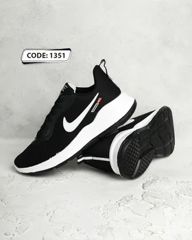 کتانی نایک مشکی با زیره سفید مدل RUNNING