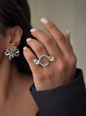 انگشتر جواهری 2 نگین