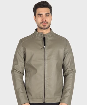 کت چرم مردانه ساده و زیپ‌دار 2519