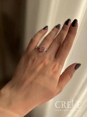 انگشتر نگین مربع صورتی