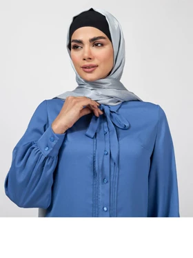 شومیز زنانه کرپ حریر یقه کرواتی نواز دوزی شده کلاسیک فرحناز