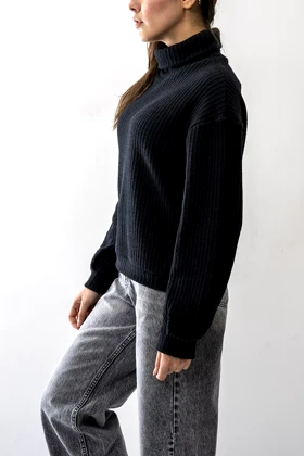 بافت یقه اسکی آستین بلند زنانه