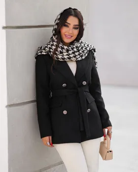 پالتو مدل فوتر 4دگمه کمربندی کد 750