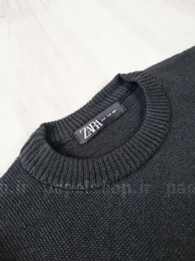 ست بافت یقه گرد و شلوار بگ طرح پایین راه راه