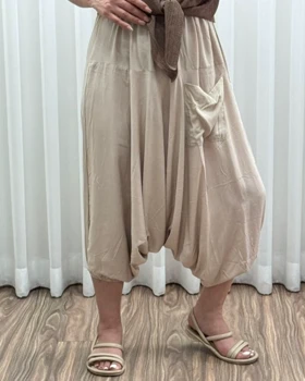 شلوار تبتی نخی SH7564 (کرمی)