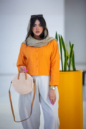 مانتو پیراهنی کراپ خطی