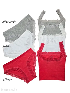 لباس خواب نخی زنانه ست تاپ و شورت کالپلی - Kalpli