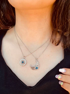 گردنبند ست مهر و ماه استیل